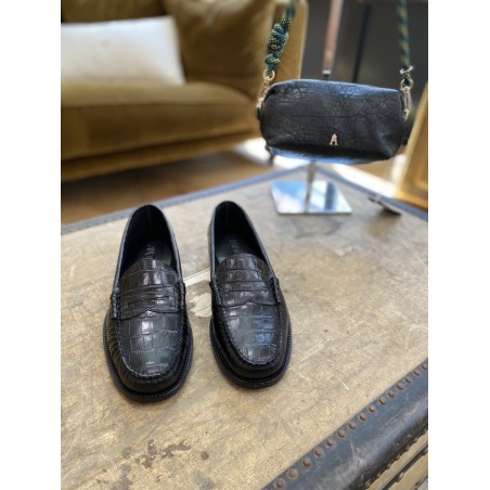 MOCASSIN ZOE CROCO NOIR