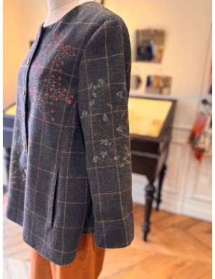 VESTE CARREAUX BRODÉE