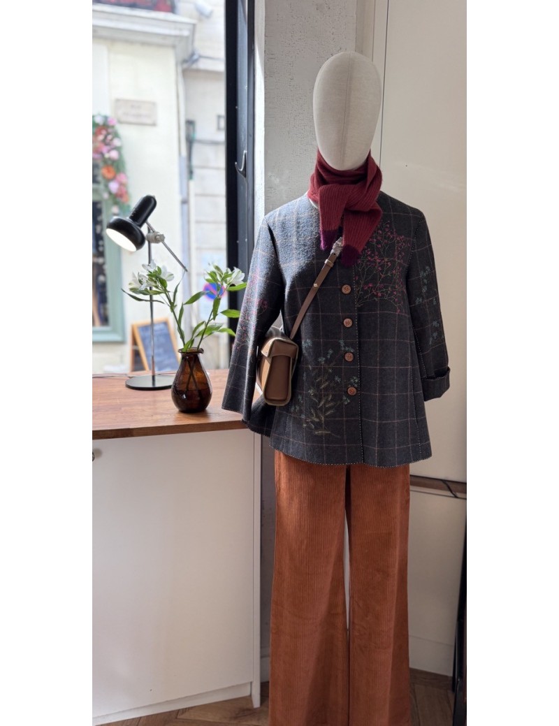 VESTE CARREAUX BRODÉE