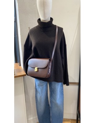 PULL COL ROULÉ LAINE CHOCOLAT