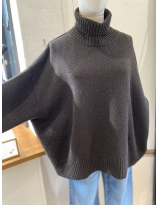 PULL COL ROULÉ LAINE CHOCOLAT
