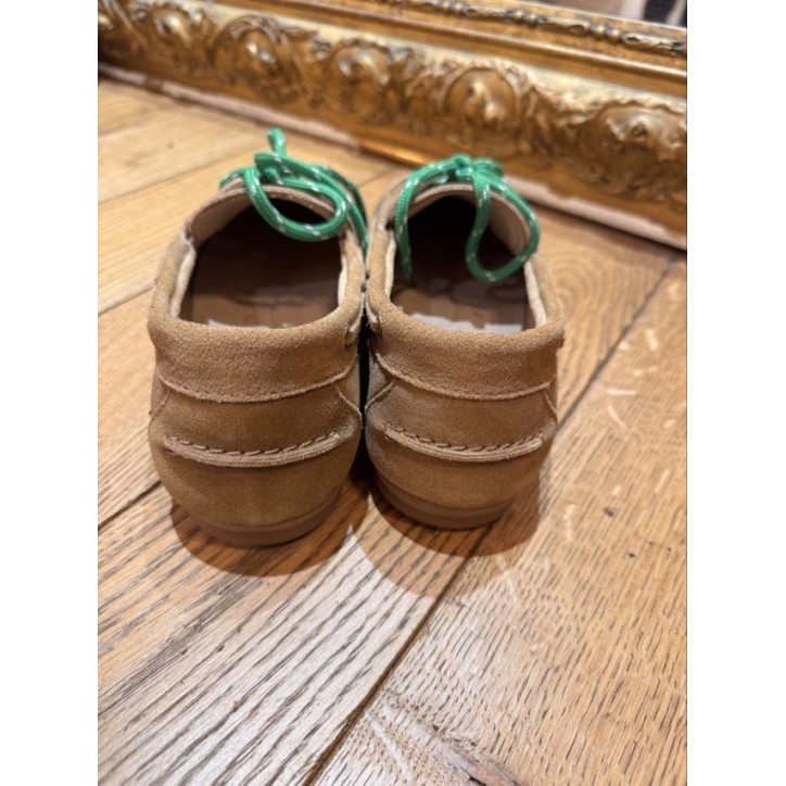 MOCASSIN BATEAU TAUPE/VERT