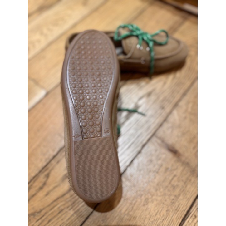 MOCASSIN BATEAU TAUPE/VERT