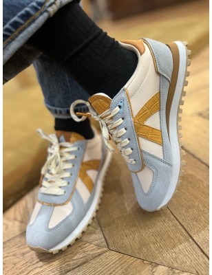 GATE BLUE BEIGE COGNAC CROC